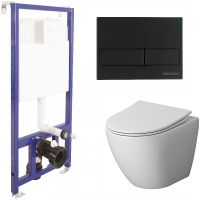 Комплект унитаза Niagara Vista NG-9301 с инсталляцией Berges Novum L5 040215 с сиденьем Микролифт и Черной матовой клавишей смыва — фото 1, Комплекты унитаз + инсталляция