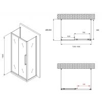 Душевой уголок Abber Schwarzer Diamant 140x50 AG30140BH-S50B-S50B профиль Черный стекло прозрачное — фото 5, Прямоугольные душевые уголки