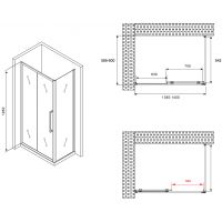 Товар: Душевой уголок Abber Schwarzer Diamant 140x60 AG30140H-S60 профиль Хром стекло прозрачное - фото 5 Душевой уголок Abber Schwarzer Diamant 140x60 AG30140H-S60 профиль Хром стекло прозрачное — фото 5, Прямоугольные душевые уголки