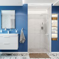 Душевая дверь WasserKRAFT Rhin 120 профиль Белый стекло прозрачное арт-44S05 — фото 7, Раздвижные душевые двери