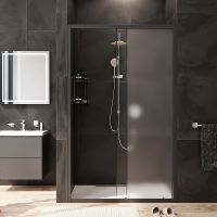 Душевая дверь AM.PM Gem 120 W90G-120-1-195BM профиль Черный матовый стекло матовое-прозрачное — фото 1, Раздвижные душевые двери