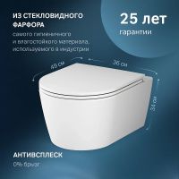 Унитаз AM.PM Func FlashClean C8F1700MWSC подвесной Белый матовый с сиденьем Микролифт — фото 2, Подвесные унитазы