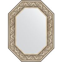 Зеркало Evoform Polygon 80х60 в багетной раме - Барокко серебро 106 мм арт-BY 7245 — фото 1, Зеркала в ванную комнату