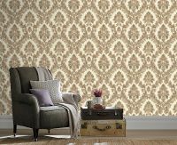 Обои Fipar Felicita R 23310 Винил на флизелине (1,06*10,05) Бежевый/Коричневый/Зеленый, Дамаск — фото 2, Обои для стен