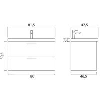 Тумба под раковину Creto Ares 80 10-1113B подвесная Серый Бетон — фото 4, Тумбы под раковину
