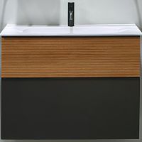 Тумба с раковиной Burgbad Fiumo 80 SFXN082F3958FOT52G0200C0001*1 Tectona Dekor Zimt Graphit Softmatt — фото 1, Мебель для ванной