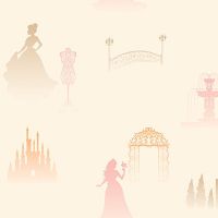 Обои детские Andrea Rossi Kids Land 54278-3 Винил на флизелине (1,06*10,05) Оранжевый, Принцессы — фото 1, Обои для стен