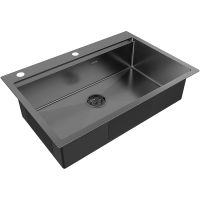 Кухонная мойка Paulmark Kroner-Pro 75 PM707551-GM Вороненая сталь — фото 2, Кухонные мойки