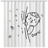 Шторка для ванны Fixsen Teddy Oops FX-2505 Белая Черная — фото 1, Шторы для ванной