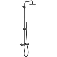 Душевая система Excellent Pi Rain Termo Round ARAC.SY.107BL с термостатом Черная матовая — фото 1, Душевое оборудование. Душевая программа