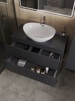 Тумба с раковиной Orange Line 100 Li-100TugMDF+B08-585W подвесная Графит матовый — фото 3, Тумбы с раковиной