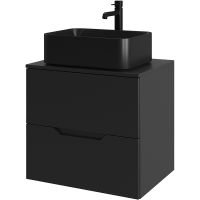 Тумба с раковиной Orange Line 60 Li-60TubMDF+B02-460MB подвесная Черная матовая — фото 1, Тумбы с раковиной