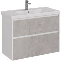 Тумба под раковину Lemark Combi 100 LM03C100T-Beton подвесная Бетон Белый глянец — фото 1, Мебель для ванной
