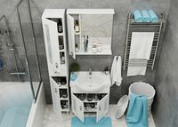 Зеркало со шкафом Onika Кристалл 67.02 206705 с подсветкой Белое — фото 8, Зеркальные шкафы в ванную