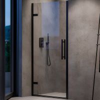 Душевая дверь Ravak Cool COSD1-90 X0VV70300Z1 профиль Черный стекло Transparent — фото 1, Распашные душевые двери