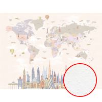 Фреска детская Ortograf Little Friends 34379 Фактура бархат FX Флизелин (4*3) Бежевый/Розовый, Карты/Город арт-34379 (бархат FX) — фото 1, Фрески