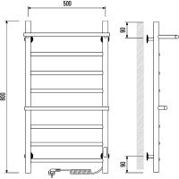 Электрический полотенцесушитель Laris Лавина П9 500x800 R 73207651 с полкой Хром — фото 10, Электрические полотенцесушители