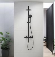 Душевая система Aquatek Европа AQ2343MB с термостатом Черная матовая — фото 3, Душевые стойки