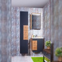 Товар: Зеркальный шкаф Бриклаер Форест 50 4627125414701 с подсветкой Дуб золотой Антрацит - фото 3 Зеркальный шкаф Бриклаер Форест 50 4627125414701 с подсветкой Дуб золотой Антрацит — фото 3, Мебель для ванной