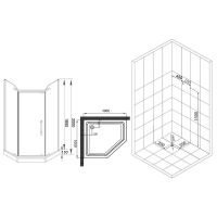 Душевой уголок Esbano ESR-7170B 100x100 ESUGR7170B профиль Черный матовый стекло прозрачное — фото 10, Душевые уголки трапеция