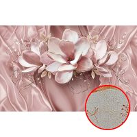 Фреска Ortograf 3D 6711 Фактура бархат золото FX-G Флизелин (4,3*2,7) Розовый, Цветы — фото 1, Фрески