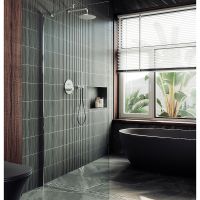 Душевая перегородка Maybah Glass MGD-701-5ш 690x1950 в широком профиле Хром матовый стекло прозрачное — фото 1, Душевые перегородки