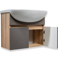 Тумба под раковину Runo Лада 50 00-00001367 подвесная Дуб серый Графит — фото 2, Тумбы под раковину