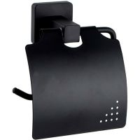 Держатель туалетной бумаги Haiba HB8903 с крышкой Черный матовый — фото 1, Держатели туалетной бумаги