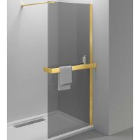 Душевая перегородка Vincea Walk-In HR 90 VSW-4HR900CGG профиль Брашированное золото стекло тонированное — фото 1, Душевые перегородки