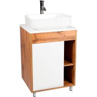 Тумба под раковину VIANT Бостон 56 VBOS56N-T1ST Белая Дуб Вотан — фото 1, Мебель для ванной