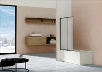 Шторка на ванну Vincea VSB-1E 100х145 VSB-1E100CLGM профиль Вороненая сталь стекло прозрачное — фото 3, Неподвижные шторки для ванной