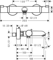 Смеситель для ванны Hansgrohe Ecostat Comfort 13114140 с термостатом Шлифованная бронза — фото 4, Смеситель для ванны