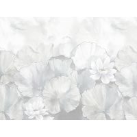 Панно Zambaiti Parati Satin Flowers IV Z66874 Винил на флизелине (3*5,1) Серый/Голубой, Листья/Цветы — фото 1, Обои для стен