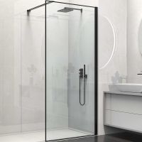 Душевая перегородка Vincea Walk-In 80 VSW-1HS800CLB профиль Черный матовый стекло прозрачное — фото 1, Душевые перегородки