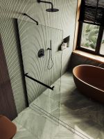 Душевая перегородка Maybah Glass MGD-708-6ш 1090x1950 в широком профиле Черный стекло прозрачное — фото 4, Душевые перегородки