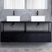 Консоль под раковину Cezares Cadro 140 CADRO-140/46/30-1C-SO-MET Черная матовая — фото 1, Мебель для ванной