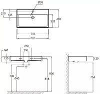 Товар: Раковина Jacob Delafon Vivienne 80 EXBI112-00 Белая - фото 4 Раковина Jacob Delafon Vivienne 80 EXBI112-00 Белая — фото 4, Раковины