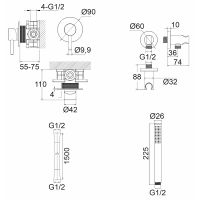 Смеситель для душа Whitecross Y brushed gold YSET02GLB Брашированное золото — фото 10, Смесители