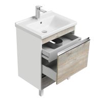 Тумба под раковину Aquaton Капри 60 1A230101KPDA0 подвесная Бетон пайн Белая — фото 6, Тумбы под раковину