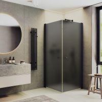 Душевой уголок Maybah Glass MGY-1295-6 800x800x1980 на монопетлях Черный стекло графитовое матовое — фото 1, Душевые уголки