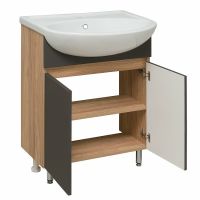 Товар: Тумба под раковину Runo Лада 60 00-00001165 Дуб серый Графит - фото 2 Тумба под раковину Runo Лада 60 00-00001165 Дуб серый Графит — фото 2, Тумбы под раковину