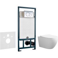 Комплект унитаза Ceruttispa Orlter Aria Tornado CT9955 с сиденьем Микролифт и инсталляцией WeltWasser WW Marberg 507 10000005949+10000005952 с клавишей смыва Хром глянцевый — фото 1, Комплекты унитаз + инсталляция