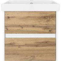 Тумба с раковиной Misty Адриана 55 УТ000010339 подвесная Дуб Вотан Белый — фото 1, Тумбы с раковиной