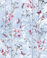 Фреска Ortograf Flora 31122 Фактура бархат FX Флизелин (2,2*2,7) Голубой/Розовый, Цветы/Бабочки — фото 2, Фрески