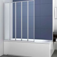 Шторка на ванну Vincea VSB-32120CL 120x140 профиль Хром стекло прозрачное — фото 2, Складные шторки для ванной