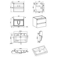 Тумба с раковиной Parly Spa Gucci 60 Gucci60 10116 подвесная Белая глянцевая — фото 6, Мебель для ванной