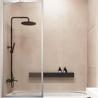 Шторка на ванну Veconi Palau 90 PL85-90-01-C7 профиль Хром стекло прозрачное — фото 2, Неподвижные шторки для ванной