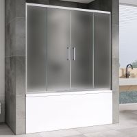 Шторка на ванну Abber Schwarzer Diamant 150х140 AG57150M профиль Хром стекло матовое — фото 1, Шторки для ванной раздвижные