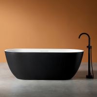 Ванна из искусственного камня Abber Frankfurt 170x75 AM9941BW Черно-белая матовая без гидромассажа — фото 1, Ванны из искусственного камня