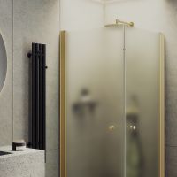 Товар: Душевой уголок Maybah Glass MGY-1294-3 900x900x1980 на монопетлях Золото стекло сатиновое - фото 2 Душевой уголок Maybah Glass MGY-1294-3 900x900x1980 на монопетлях Золото стекло сатиновое — фото 2, Душевые уголки